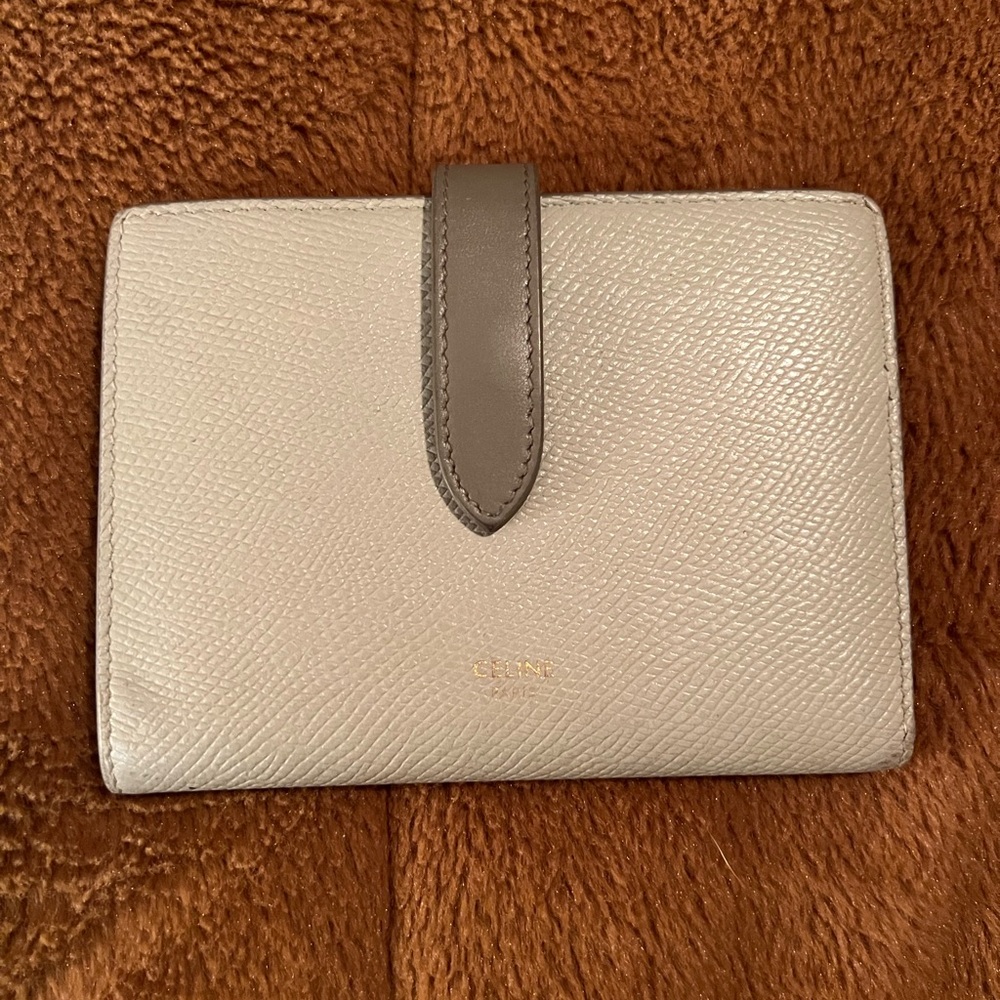 Celine $425 gray snap wallet